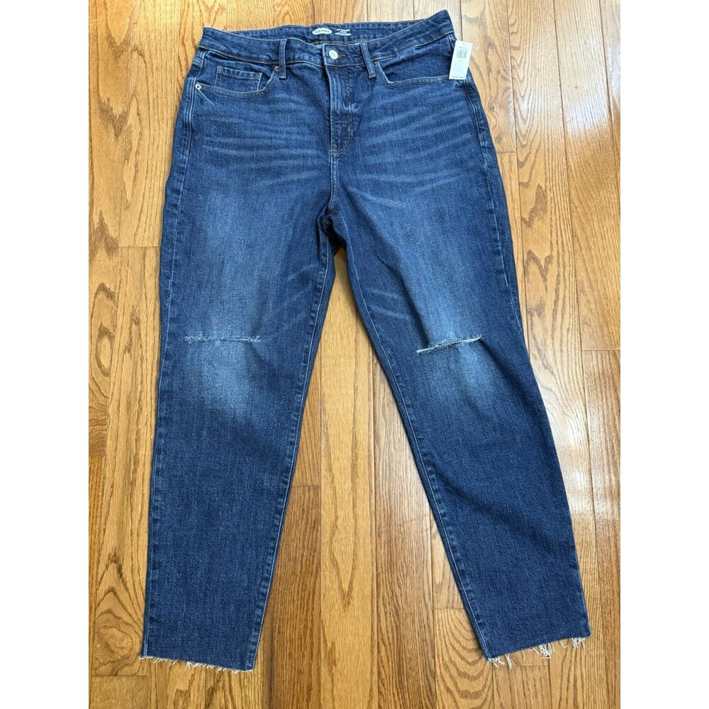Old Navy Jeans Womens 14 Distressed O.G. Straight High Rise Secret Slim Pocket